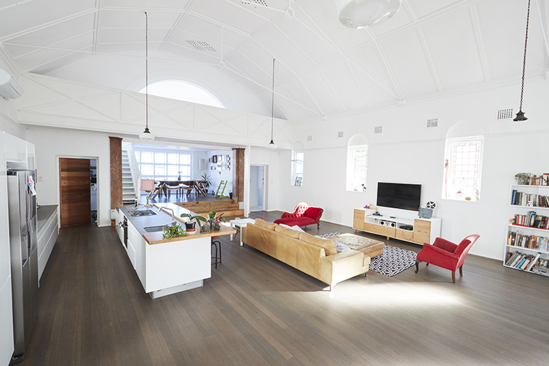 Home Interior With Open Plan Lounge And Dining Area