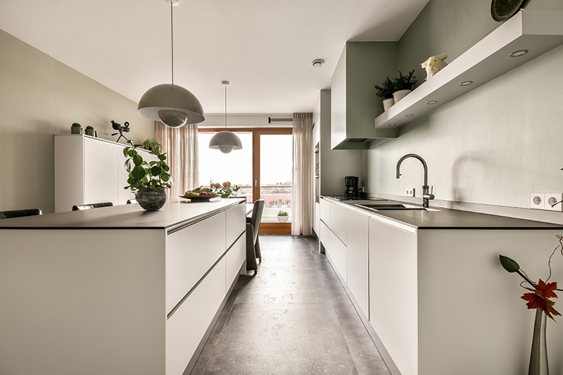 Luxurious kitchen with white furniture